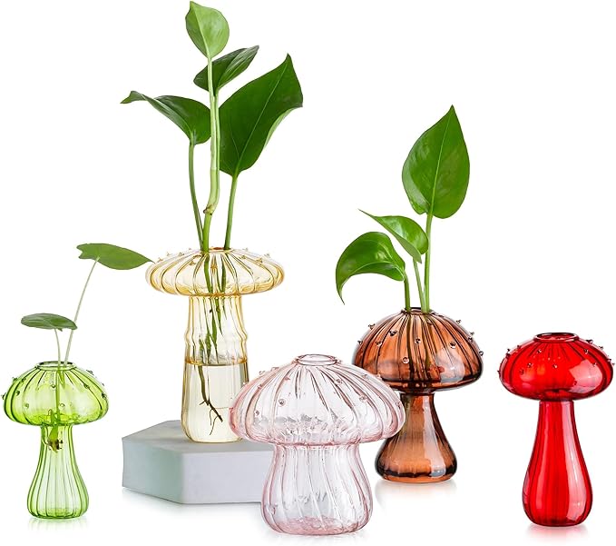 Glasseam Mushroom Glass Planter, Mini Terrarium by Glasseam