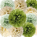 We Moment Olive Sage Green Cream Ivory Tan Tissue Paper Pom Poms Party by We+Moment