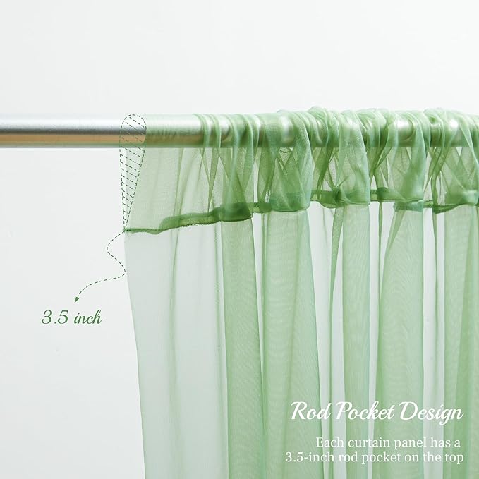 10x10ft Olive Green Tulle Backdrop Curtain - Image 5