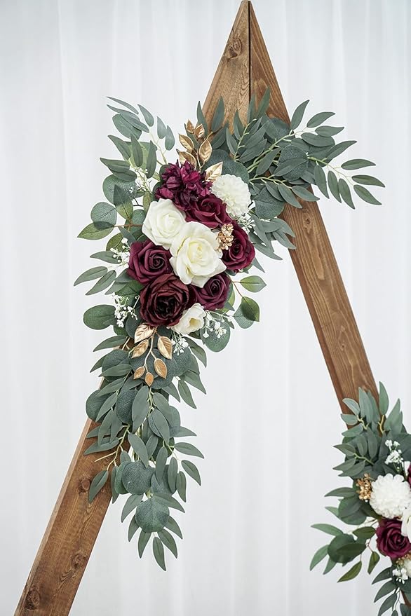 Artificial Burgundy Flower Swag Set of 2 - Image 7