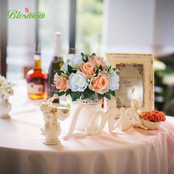 BLOSMON Rose Flower Balls Centerpieces: 6pcs 9.5 Inch Peach Fuzz Fake Flowers - Image 7