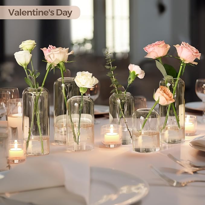 ComSaf Small Flower Vase Set of 12, Glass Bud Vases in Bulk, Decor Centerpiece - Image 4