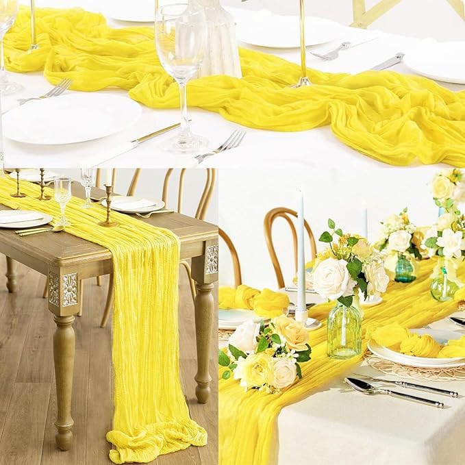 6 Pack Yellow Cheesecloth Table Runner 20 x 120 Inch Long Rustic Gauze Cheese - Image 6