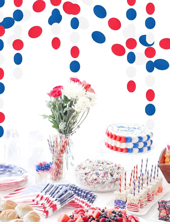 Red White Blue Party Decorations - 52Ft Paper Streamers Birthday Garland - Image 6