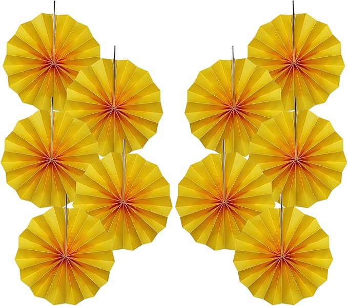 Yellow Birthday Decorations, DIY Yellow Paper Fans Hanging Decoration, Party by BARTHEW