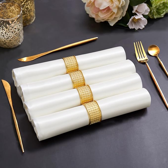 Horbaunal 30 Pack Ivory Satin Napkins 17 x 17 Inch, Square Soft Table Dinner - Image 3