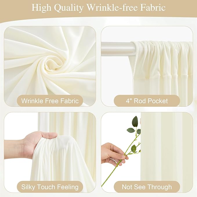 Beige Backdrop Curtains with Lights String - Image 2