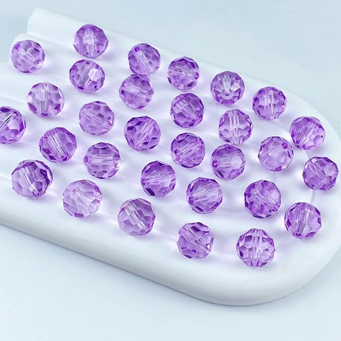 200 PCS 6mm Crystal Glass Beads Round Multiple Faceted Loose Spacer Glass Beads by Tingoons