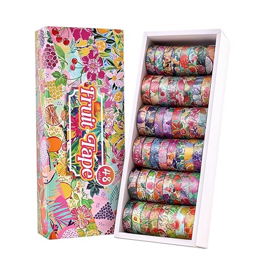 48 Rolls Fruit Theme Washi Tape Set, Writable Decorative Tapes by ICCEEMEE