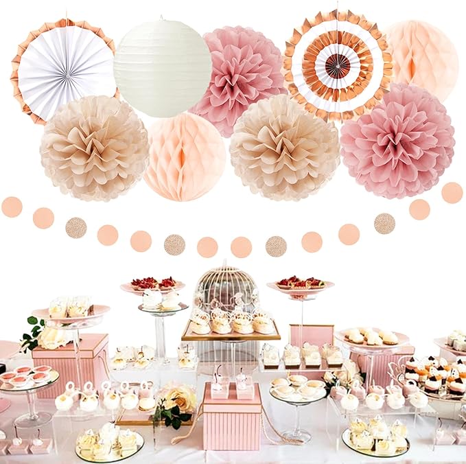 Pink Champagne-Beige Rose-Gold Boho Party-Decorations - Image 4