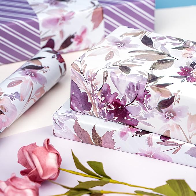 WRAPAHOLIC 30 Inch Jumbo Reversible Floral Wrapping Paper - Image 7