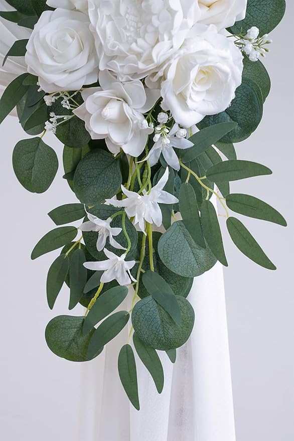 White Artificial Wedding Arch Flowers Kit - Image 8