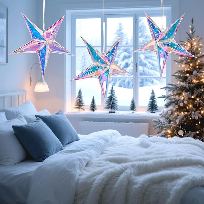Star Ornaments Iridescent Christmas Ornaments Colorful Star Ornament - Image 8