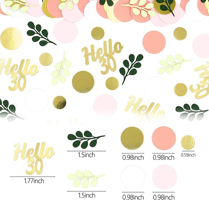 300PC 30TH Birthday Confetti for Table Pink and Sage Green Happy 30TH Birthday - Image 5