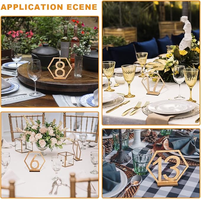 Wooden Table Numbers, Hexagon Shape 1-20 Wedding Table Numbers - Image 7