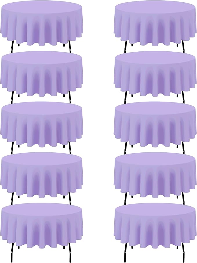 BRILLMAX 10 Pack Lavender Round Tablecloths 90 Inch by BRILLMAX