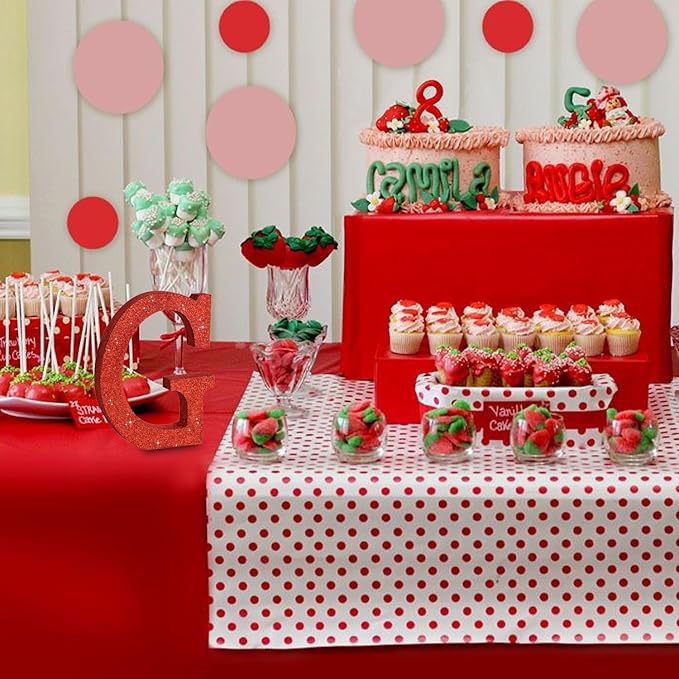 TONIFUL 8 Inch Red Glitter Letter G Table Centerpiece A-Z Red Birthday Party - Image 5