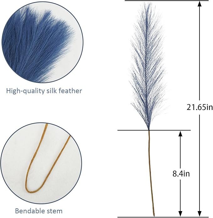 50pcs Faux Pampas Grass, 21.6" Short Artificial Pompous Grass Floral Fake - Image 5