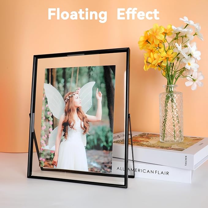 Black Floating Frame, For Picture 7x9, Tabletop Shelf Photo Frame, For Father - Image 3