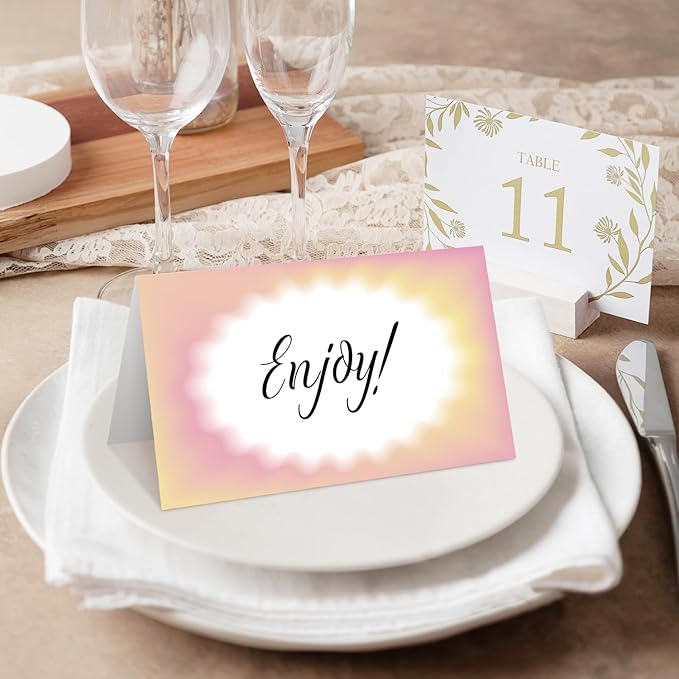 25 Color Gradient Place Cards for Table Seating, Tent Cards for Birthday Bridal - Image 4
