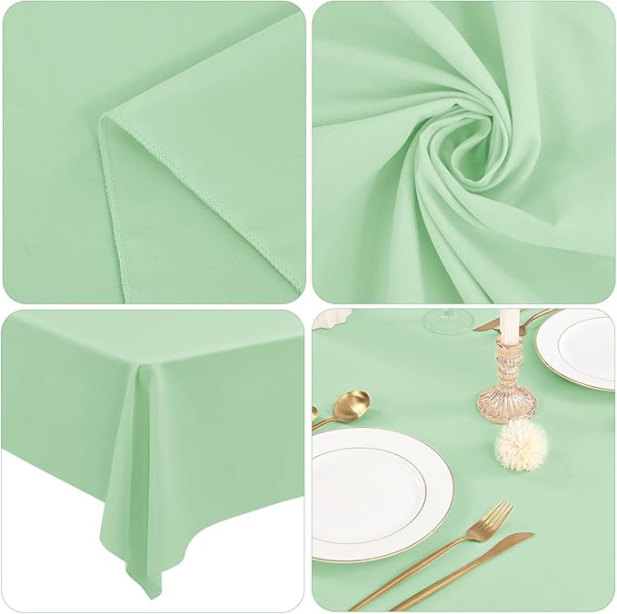 12 Pack 60 x 126 Inch Rectangle Tablecloth Sage Green Polyester Tablecloth - Image 8