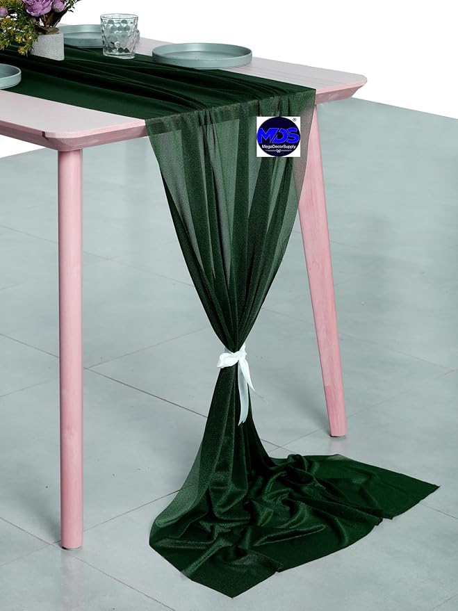 MDS 5 Pack 10ft Chiffon Table Runner 29 x 120 Inches Sheer Wedding Runner - Image 3