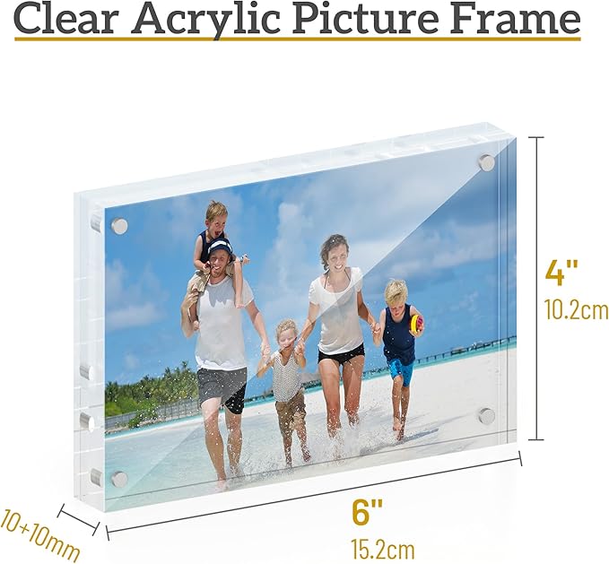 4x6 Acrylic Picture Frame 5 Pack, 20mm Thick Magnetic Double Sided Display 20% - Image 2