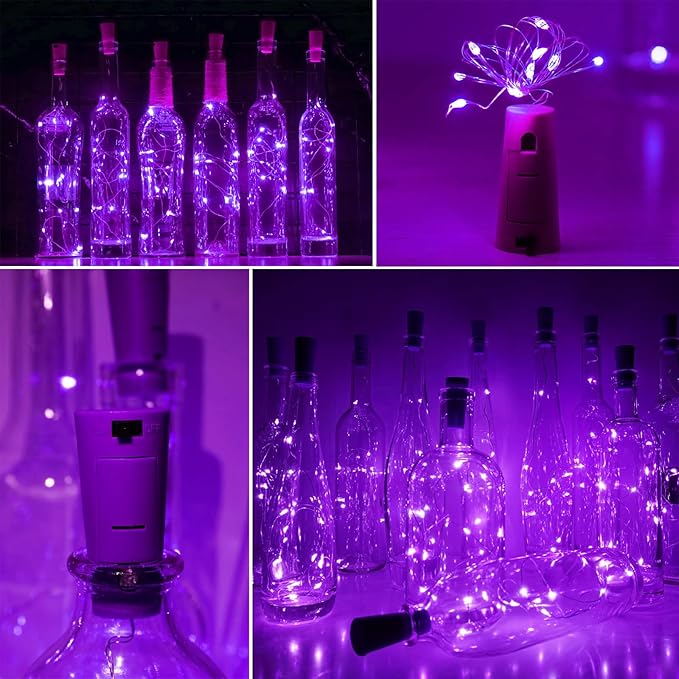 Wine Bottle Lights with Cork 15Pack 10 LED 40 Inches Battery Operated Silver - Image 4