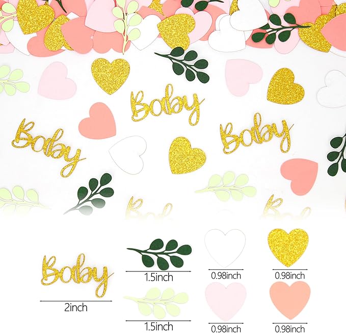 200PC Greenery Baby Shower Confetti Pink and Sage Green Baby Shower Decorations - Image 5