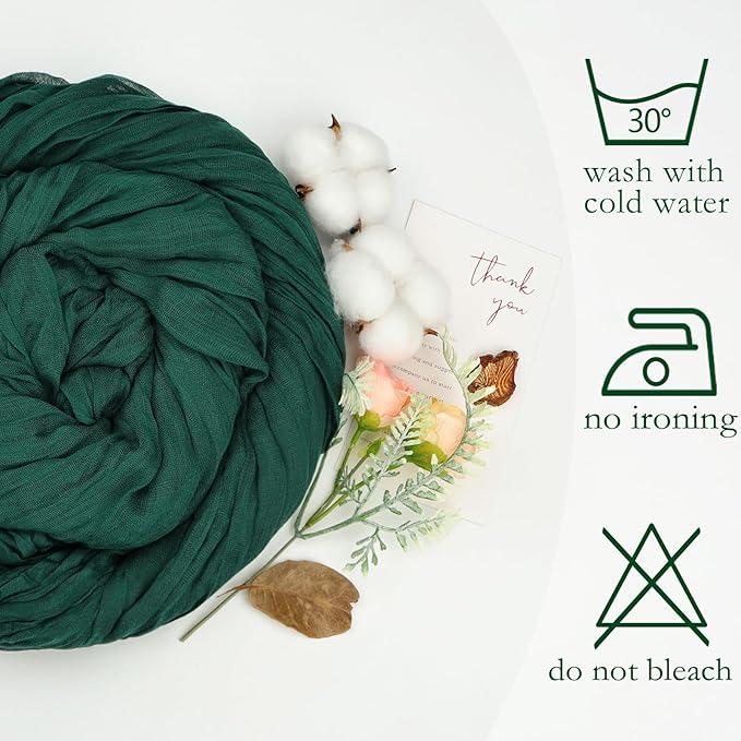 12 Pack Emerald Green Cheesecloth Christmas Table Runner 10ft Boho Gauze Fabric - Image 5