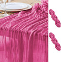 Asee'm 2pcs Cheesecloth Table Runner 120 Inches Long Deep Pink Boho Gauze by Aseem