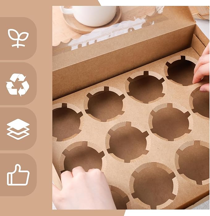 VGOODALL 6PCS Kraft Cupcake Containers - Image 3