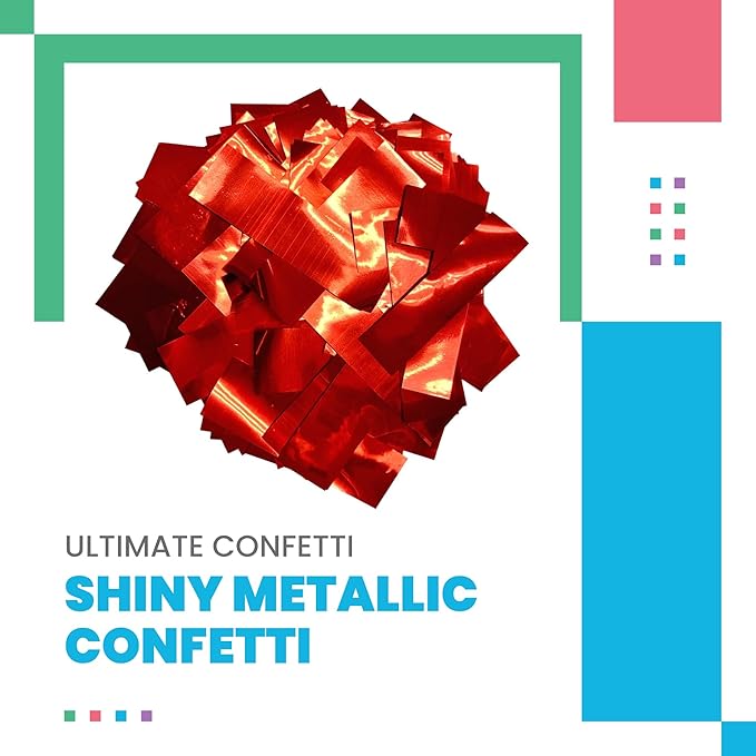 Ultimate Confetti, Rectangular Red Mylar Shiny Foil Metallic Confetti - Image 2