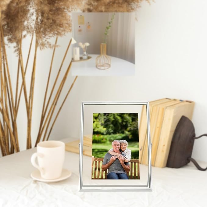 Silver Floating Frame, For Picture 5x7, Small Desktop Photo Frame, Classy Gift - Image 7