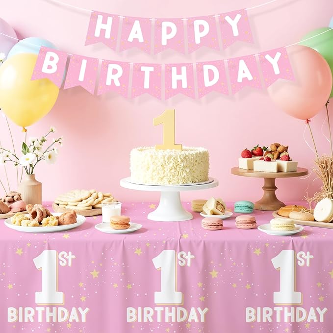 Gatherfun Baby Girl Party Supplies Set: 1st Birthday Decorations, Includes - Image 4