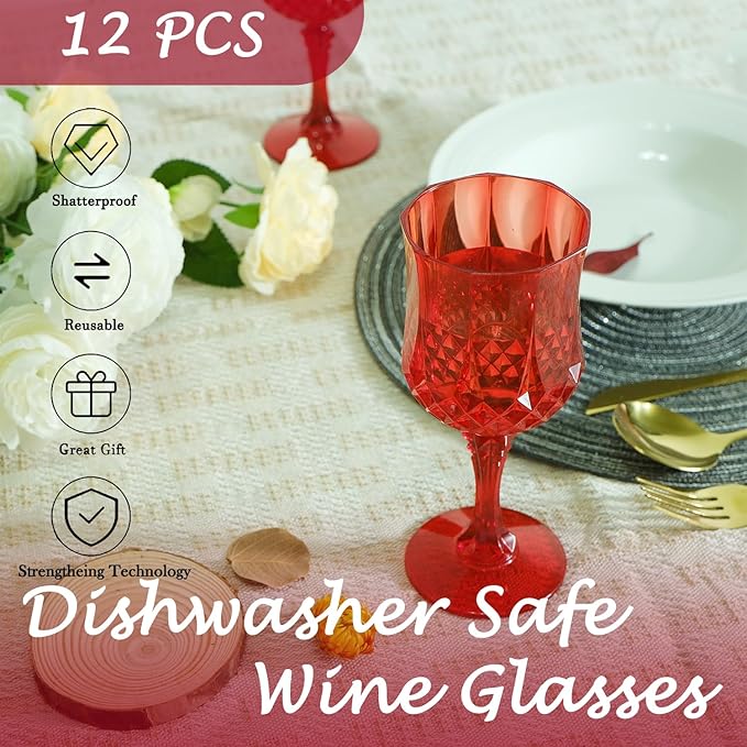 Plastic Wine Glasses，Plastic Goblets Vintage Style Cordial Drinking Glasses - Image 3