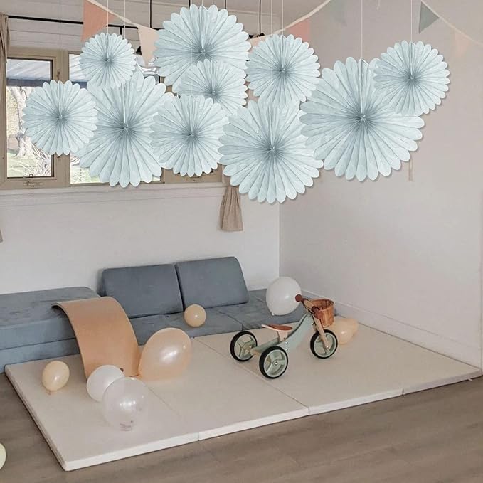20 Pcs Gary Hanging Paper Fan, Hanging Honeycomb Round Paper Fans - Image 6