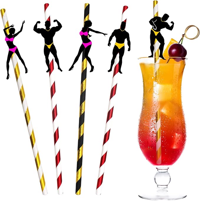 BLUE TOP 30 PCS Bachelorette Party Funny Dancing Paper Straws, Men and Felame by BLUETOP