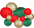 Green Red Paper Lanterns Decorative 12pcs Christmas Hanging Decorations by Capesaro