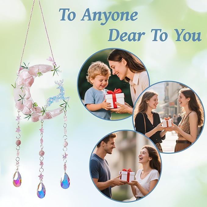 TUOKING Crystal Suncatchers for Window Green Deer Pink Dreamy Crystal Natural - Image 5