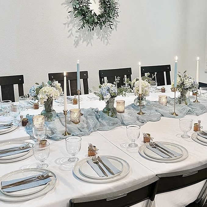 10 Pack Dusty Blue Cheesecloth Table Runner 35x120 Inch, Fall Thanksgiving 10FT - Image 7