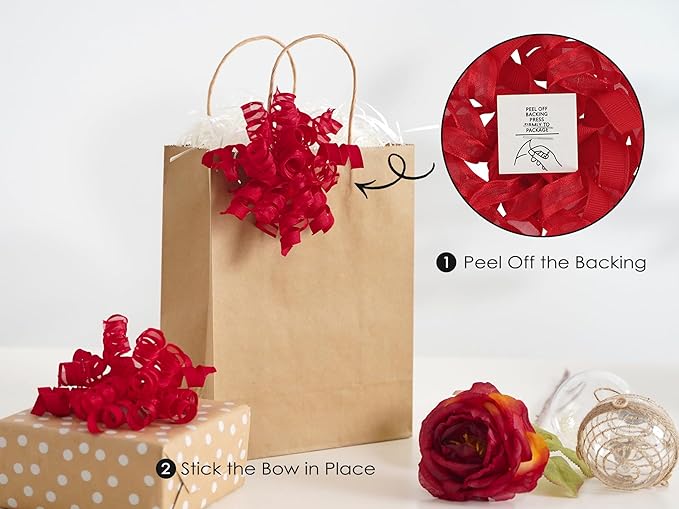 HUIHUANG Red Bows for Gift Wrapping Christmas Gift Bows 5 inch x 8 Counts - Image 3