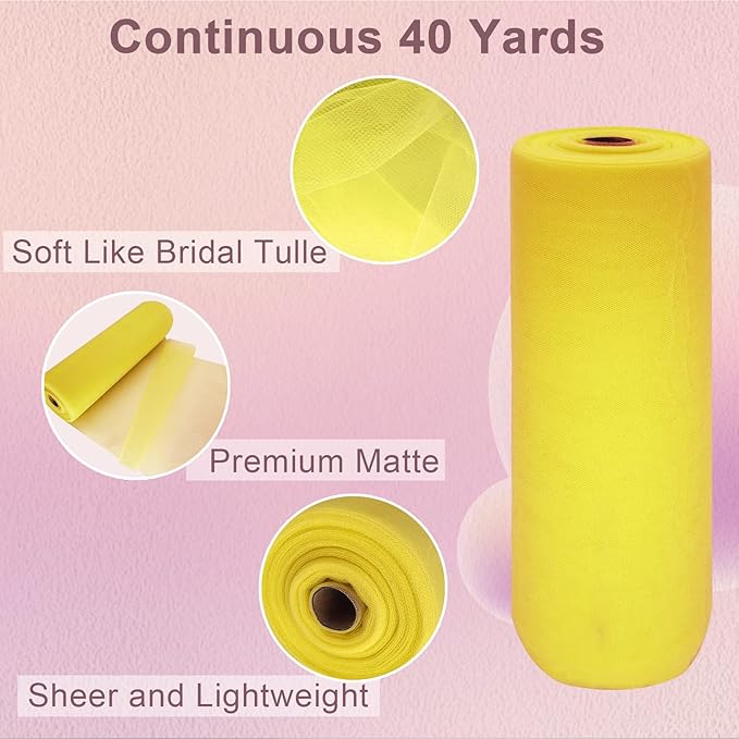Yellow Tulle Fabric Roll Spool Bolt Large Tulle Wedding Party Decoration - Image 2