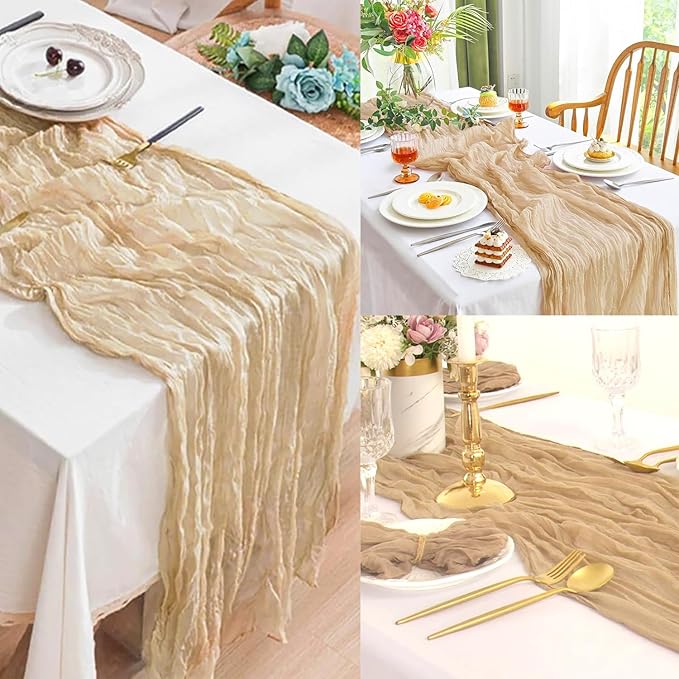 Sand 12 Pack 10FT Cheesecloth Table Runner 20 x 120 Inch Long Rustic Gauze - Image 6