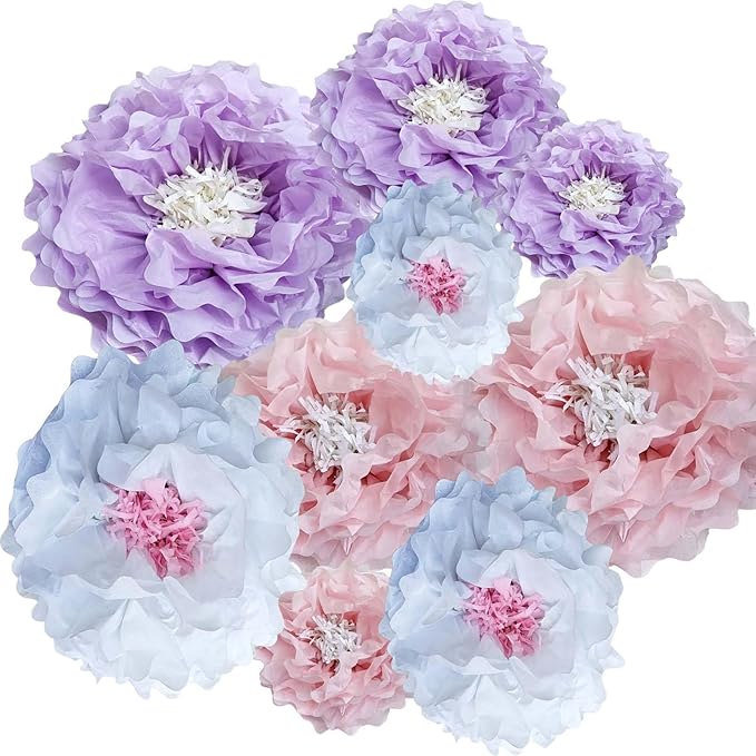 Dreamy Paper Flower Pom Poms Wall Decorations by BARTHEW