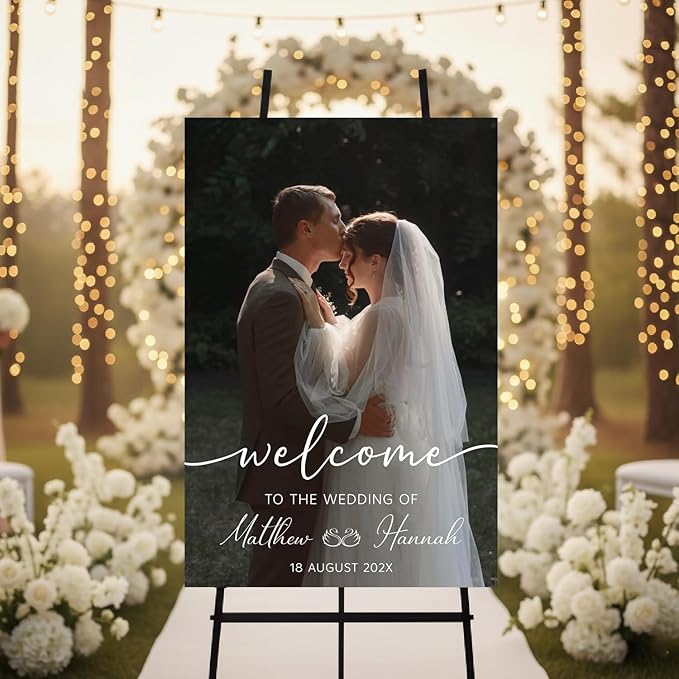 Personalized Wedding Photo Acrylic Welcome Sign – Custom Picture Board by Unknown