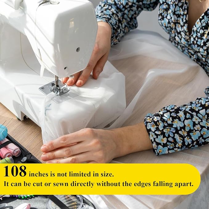 108 Inch 25 Yards White Tulle Fabric Roll, Extra Large Matte Tulle Netting Bolt - Image 6