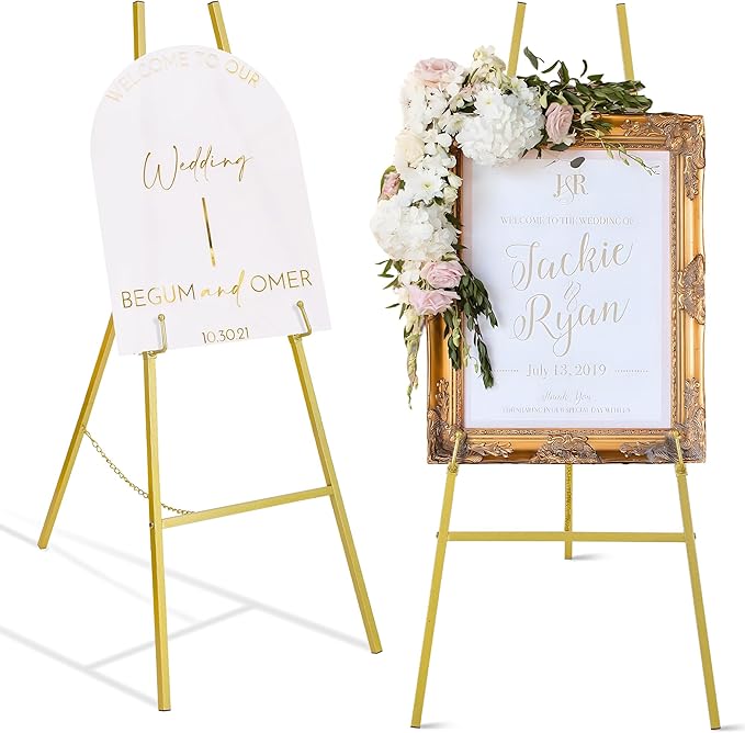 ARTASY 57" Gold Easel Stand for Wedding Signs, Portable Artist Easel for by ARTASY