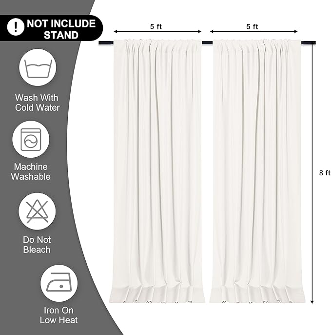 DWCN 10x8 FT Ivory Backdrop Curtains - Image 2