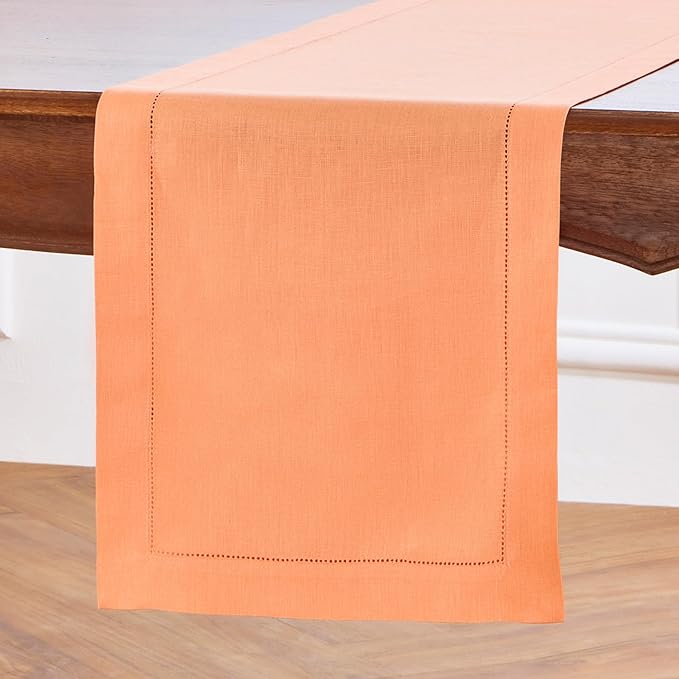 Solino Home Linen Coral Hemstitch Table Runner 60 Inches - Image 2